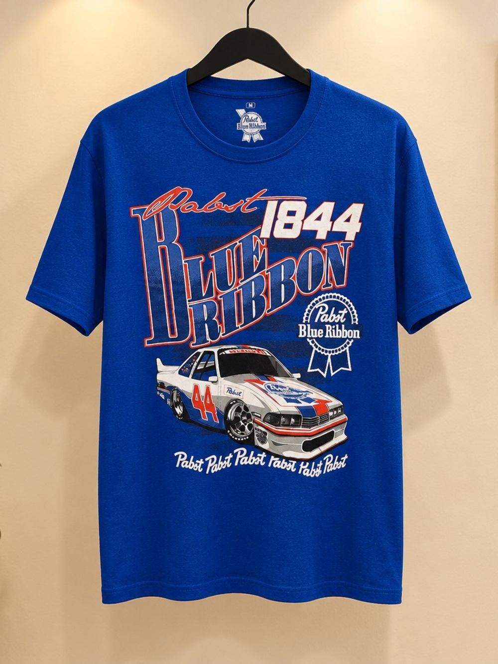NWT Men’s Blue Graphic Tee Pabst Blue Ribbon Beer Racing Graphic Tee Shirt - M